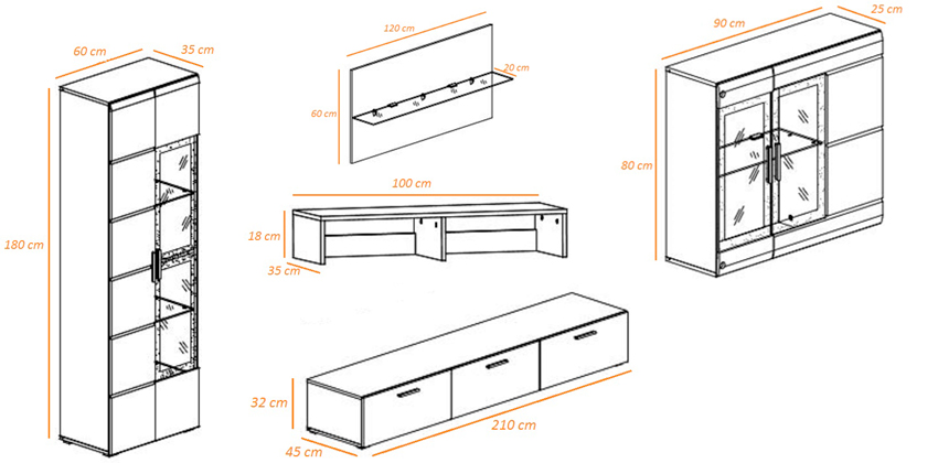 dimensions du meuble de télévision blanc à led